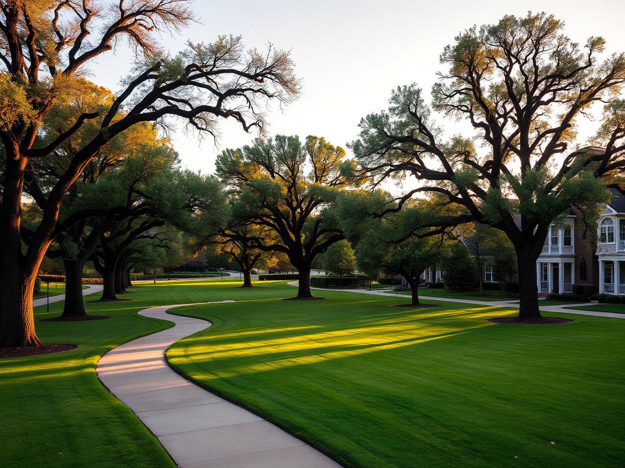 Oak-shaded common area in Arrington Ranch